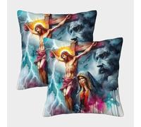LYJSMDAAA 3D Printed Jésus - Religion Taie Coussin Canapé Decoration Décoratif Canapé D'extérieur Taie Oreiller Décoration Housse De Coussin Carré pour Terrasse Jardin Balcon Salon Chambre 40x40cm