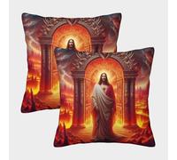LYJSMDAAA 3D Printed Jésus - Religion Taie Oreiller Décoratives Coussins De Canapé Taie d'oreiller Decoration Canapé Housse De Coussin Carré pour Lit Voiture De La Maison Canapé 50x50cm