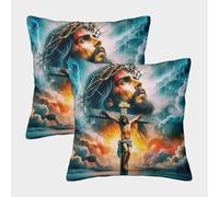 LYJSMDAAA 3D Printed Jésus - Religion Taie Oreiller Décoratives Coussins De Canapé Taie d'oreiller Decoration Canapé Housse De Coussin Carré pour Lit Voiture De La Maison Canapé 50x50cm