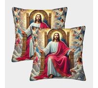 LYJSMDAAA 3D Printed Jésus - Religion Taie Oreiller Décoratives Décoratif Canapé D'extérieur Taie Oreiller Décoration Housse De Coussin Carré pour Terrasse Jardin Balcon Salon Chambre 40x40cm