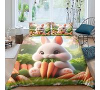 LYJSMDAAA Cute Bunny Linge de Lit Respirante Microfibre 3 Pièces 3D Imprimée Cartoon Printemps scène Ensemble De Literie avec Fermeture Éclair Ultra Douce for Chambre Enfants Double（200x200cm）