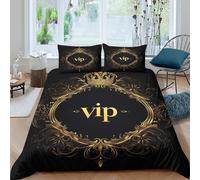 LYJSMDAAA Luxury Badge Ensemble De Literie Imprimé en 3D Microfibre résistante 3 pièces Or Ornate Design Linge de Lit avec Fermeture Éclair Résistante for Chambre Enfants Single（135x200cm）