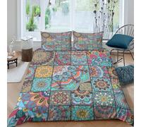 LYJSMDAAA Mandala Design Parure de Lit 3 Pièces 3D Imprimée Facile d'entretien Bohemian Motif de Style Ensemble De Literie avec Taie d'oreiller Ultra Douce for Adulte Enfants Filles Double（200x200cm）