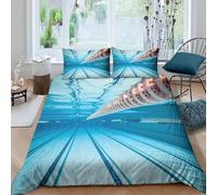 LYJSMDAAA Nageant Pool Linge de Lit Hypoallergique Microfibre 3 pièces Imprimé en 3D Underwater Perspective Housse de Couette avec Taie d'oreiller Ultra Douce for Chambre Enfants Single（140x200cm）