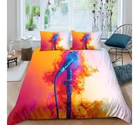 LYJSMDAAA Stage Microphone Housse de Couette Microfibre 3 pièces Imprimé en 3D Hypoallergique Live Performance Style Parure de Lit avec Fermeture Éclair Ultra Douce for Les Enfants Double（200x200cm）