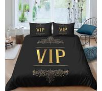 LYJSMDAAA VIP Or Emblem Housse de Couette 3 pièces 3D Effet Microfibre résistante Luxury Ornate Design Ensemble De Literie avec Fermeture Éclair Facile d'entretien for Femmes Single（135x200cm）