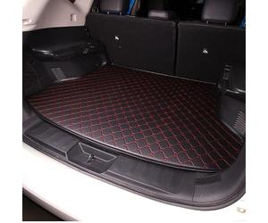 LYJXD Voiture Cuir Tapis de Coffre pour Mitsubishi Eclipse Cross 2018-2022 2023 2024 2025, Bac Coffre Imperméables Cargaison Tapis Antidérapant Housse Protection Accessories,Black+Red