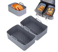 LYKEJI 2 pièces Moule en silicone Airfryer, Accessoires de friteuse à air double zone Ninja Foodi Max, Doublure de friteuse à air, Moule en silicone Accessoires de friteuse à air (gris)