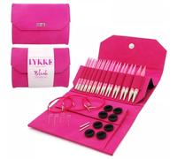 Lykke Lot d'aiguilles à tricoter circulaires interchangeables de 12,7 cm avec pointes en bouleau Blush Denim - Effet denim fuchsia