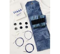 Lykke Lot de 8 paires de mini aiguilles circulaires interchangeables, pointes d'aiguilles en bois de bouleau de 12,7 cm, avec accessoires de tricot, lisses et légères, pour débutants, tous projets