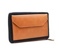 LYKKE Oxford Étui à aiguilles à fermeture éclair (vide) pour pointes de 12,7 cm en cuir vegan et denim Camel