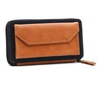 LYKKE Oxford Étui à aiguilles à fermeture éclair (vide) pour pointes de 8,9 cm en cuir vegan et denim Camel