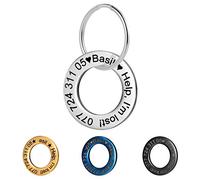 lyl Acier Inoxydable Pet ID Tags personnalisé personnalisée Dog Tags gravé Avant/arrière pour Chien et Chat avecForme d'anneau (Argent, M)