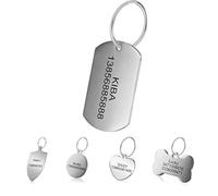 LYL Acier Inoxydable Pet ID Tags personnalisé personnalisée Dog Tags gravé Avant/arrière pour Chien et Chat avec différentes Formes (S, Rectangle)