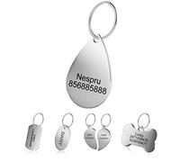 LYL Acier Inoxydable Pet ID Tags personnalisé personnalisée Dog Tags gravé Avant/arrière pour Chien et Chat avec différentes Formes (M, Goutte)