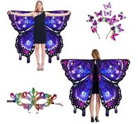 LYL. Ling Ailes de papillon pour adultes, ailes de fée double face pour adultes, costumes d'Halloween pour femme, cape de papillon pour femme (#015)