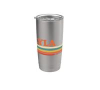 LYLA Rétro Prénom Personnalisé Vintage Rayures Gobelet isotherme en acier inoxydable double paroi