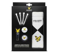 Lyle and Scott Coffret Cadeau Pochette en Cuir de Luxe avec Doublure en Velours, Cadeau Parfait pour Homme, Comprend des Accessoires de Golf : Tees en Bois, marqueur de Balle, Outil de Divot