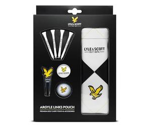 Lyle and Scott Coffret Cadeau Pochette en Cuir de Luxe avec Doublure en Velours, Cadeau Parfait pour Homme, Comprend des Accessoires de Golf : Tees en Bois, marqueur de Balle, Outil de Divot
