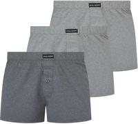 Lyle & Scott Temi Lot de 3 boxers tissés 100 % coton pour homme - Design classique fabriqué à l'usine avec braguette à boutons, Gris clair chiné/gris chiné/gris foncé chiné, M