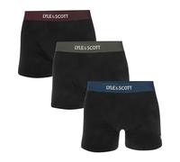 Lyle & Scott Devon Lot de 3 boxers en coton pour homme, noir/multicolore, L