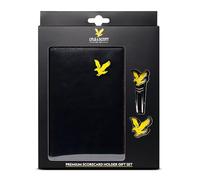 Lyle & Scott Cadeaux de golf : porte-carte de score de golf en cuir de qualité supérieure avec marqueur de balle aigle en métal et outil de divot, couture, design bicolore, sangles élastiques - Cadeau