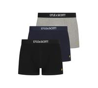 Lyle & Scott Devon Lot de 3 boxers en coton pour homme, Noir/gris chiné/caban, L