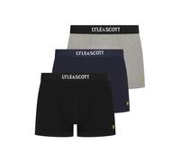 Lyle & Scott Devon Lot de 3 boxers en coton pour homme, Noir/gris chiné/caban, S