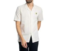 Lyle & Scott Homme Chemise À Manches Courtes en Mélange De Lin Oxford À Revers, Luna, L