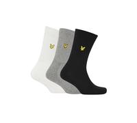 Lyle & Scott Hamilton Chaussettes de Sport, Blanc Brillant/Noir/Gris chiné, Taille Unique (Lot de 3) Homme