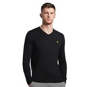 Lyle & Scott Hommes Pull Col en V en Coton Mérinos Noir De Jais M