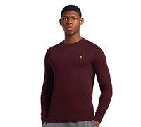 Lyle & Scott Hommes Pull Col Ras du Cou en Coton Mérinos Bordeaux S