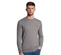 Lyle & Scott Hommes Pull Col Ras du Cou en Coton Mérinos Gris Chiné Moyen XL