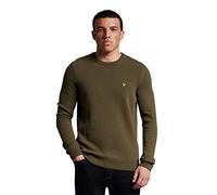 Lyle & Scott Hommes Pull Col Ras du Cou en Laine d'agneau Mélangée Vert Olive M
