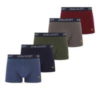 Lyle & Scott Miller 5 Pack Trunks Peacoat/ruby Wine/granite Grey/blue Hor Taille: S | Sous-vêtements Outlet | Homme | Rouge