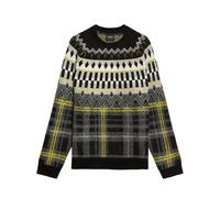 Lyle & Scott Pull-over 'Fair Isle' citron vert / gris / noir / blanc, Taille M