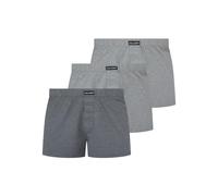 Lyle & Scott Temi Lot de 3 boxers tissés 100 % coton pour homme - Design classique fabriqué à l'usine avec braguette à boutons, Gris clair chiné/gris chiné/gris foncé chiné, M