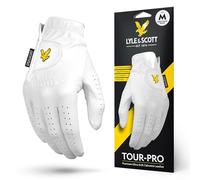 Lyle & Scott Tour Pro Gant de Golf en Cuir de cabretta Ultra Doux - Adhérence Ultime, contrôle de l'humidité, Durable - Gant de Golf pour Homme (Blanc, Taille M) pour Main Droite
