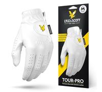 Lyle & Scott Tour Pro Gant de Golf en Cuir de cabretta Ultra Doux - Adhérence Ultime, contrôle de l'humidité, Durable - Gant de Golf pour Homme, Blanc, Taille M, Main Gauche