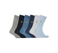 Lyle & Scott Victor Lot de 6 paires de chaussettes habillées pour homme Boîte cadeau Taille 40-45, Peacoat/Denim foncé/Gris chiné/Bleu Horizon/Gris clair chiné/Bleu chambray, Taille unique