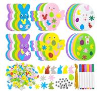 LYLIDIA 36pcs Bricolages de Pâques Pour Enfants œufs Lapin Poussin Mousse Caoutchouc Projet d'artisanat en Mousse Printemps Pâques Décor Pâques Cadeaux Pâques pour la maternelle, la salle de classe