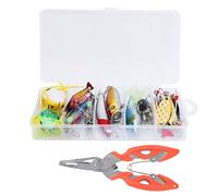 Lylithuif 22Pcs Simulation Artificielle Mélange Dur et Souple Leurre Ensemble avec Pince Matériel de Pêche Crochets Solides et Durables Couleurs Vives pour Les Amateurs de Pêche en Eau