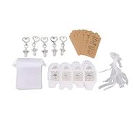 Lylithuif 24 pièces ange faveur porte-clés mignon ange invité retour cadeaux bébé douche faveurs décorations de fête de mariage en plastique Organza papier Kraft