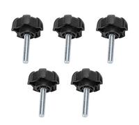 Lylithuif Bouton étoile à cinq branches en plastique Vis à main de remplacement M6 30 boulons filetés Vis de serrage pour support de meuble Équipement mécanique ABS Noir 5 pièces