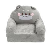 Lylithuif Canapé Pliant pour Enfants, Motif Animal de Dessin animé, Doux, Confortable, Portable, Chaise Pliable pour Tout-Petits, pour Lire, Regarder la télévision, Tissu éponge Gris (Pliage en Deux)