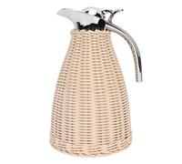 Lylithuif Carafe à café thermique en acier inoxydable tissée à la main, corps en rotin tissé, pichet isolé à 3 parois de 1,5 L, chaleur de 12 heures, rétention de froid de 24 heures pour le (1)
