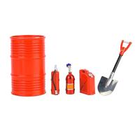 Lylithuif Ensemble d'accessoires de Voiture RC, Simulation d'extincteur, Pelle à Tambour d'huile, Bouteille d'azote, pièces de Mise à Niveau pour Camion sur chenilles RC à l'échelle 1/10, (Rouge)