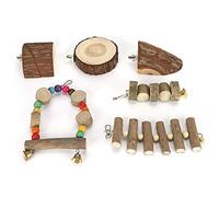 Lylithuif Ensemble de Jouets en Bois pour Petit Hamster, balançoire de sécurité, Corde à Mordre, Plate-Forme de Saut, Durable, écologique, Jeu Amusant pour Cage de Hamster, Accessoires en