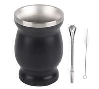 Lylithuif Ensemble de tasses à thé en forme de gourde naturelle de 230 ml, tasse à eau traditionnelle noire, tasse à thé à double paroi pour boire du café, matériau en acier inoxydable avec