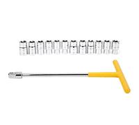 Lylithuif Jeu de 13 manchons de clé à douille hexagonale externe en forme de T, outils d'entretien de machines de véhicules en acier au chrome vanadium de haute qualité avec 12 manchons